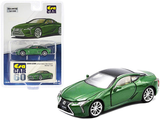 Lexus LC500 Nori Green Metallic with Black Top Limited Edition to 1200 pieces 1/64 Diecast Model Car by Era Car LuxuryLifeWay Online Store