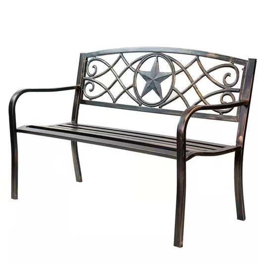 Powder Coated Steel 4-ft. Outdoor Patio Garden Bench in Bronze Metal Finish LuxuryLifeWay Online Store
