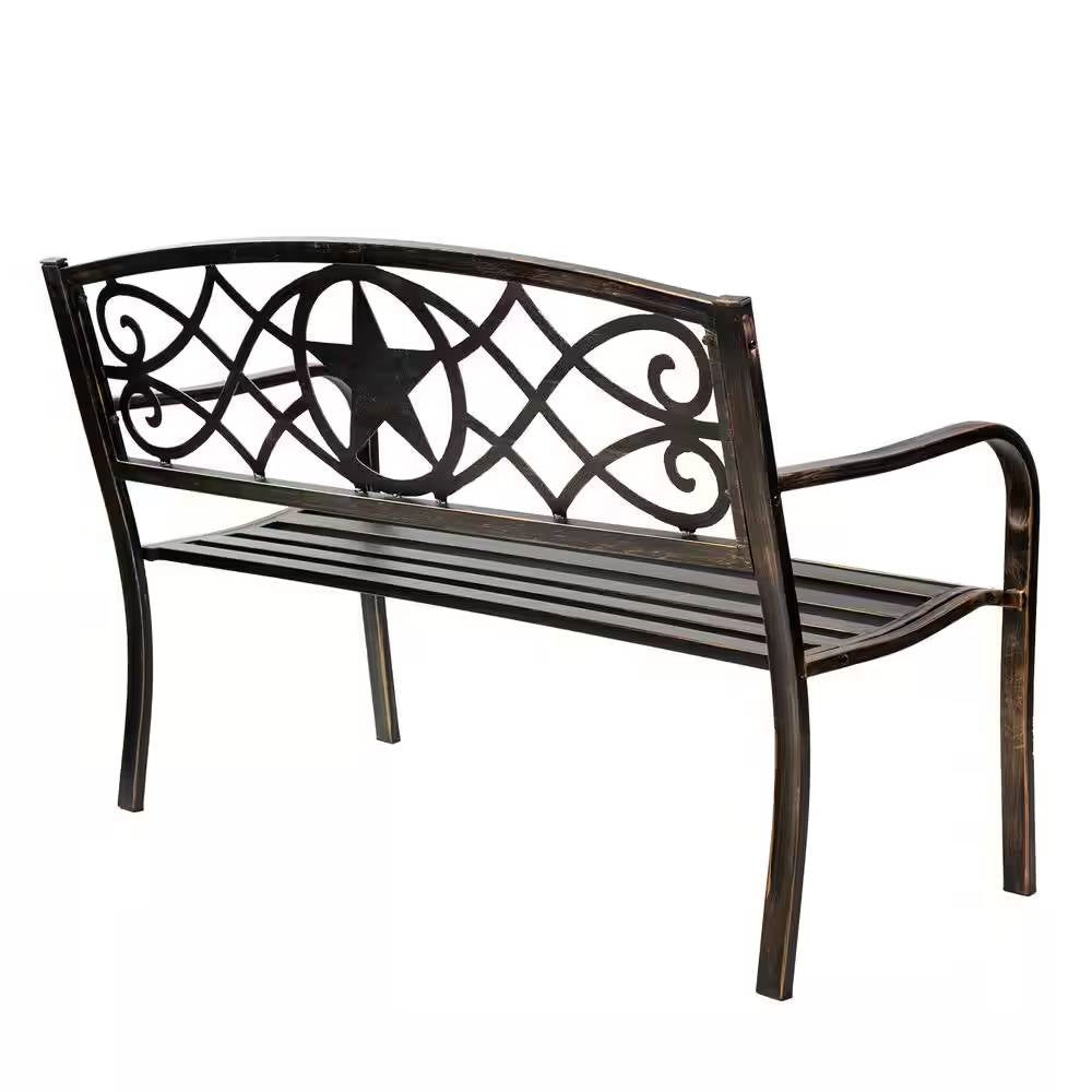 Powder Coated Steel 4-ft. Outdoor Patio Garden Bench in Bronze Metal Finish LuxuryLifeWay Online Store