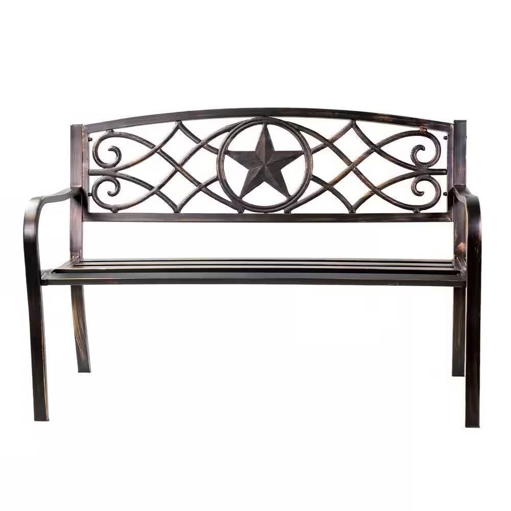 Powder Coated Steel 4-ft. Outdoor Patio Garden Bench in Bronze Metal Finish LuxuryLifeWay Online Store