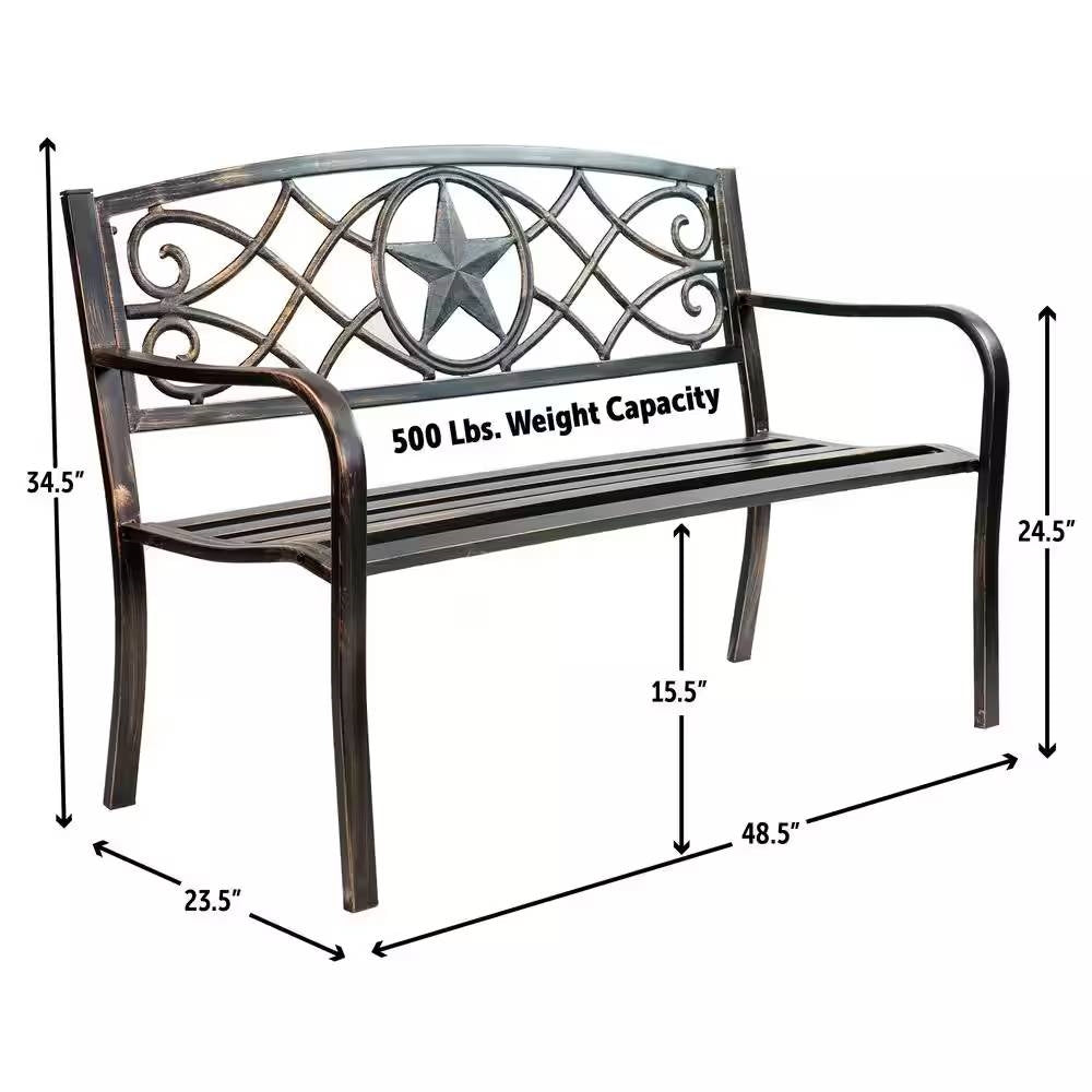 Powder Coated Steel 4-ft. Outdoor Patio Garden Bench in Bronze Metal Finish LuxuryLifeWay Online Store