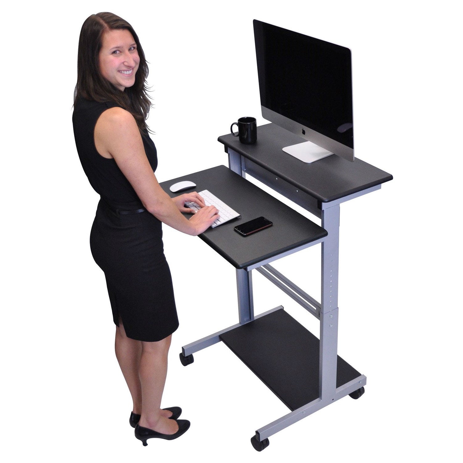 Mobile 31.5-inch Stand Up Computer Desk in Black LuxuryLifeWay Online Store
