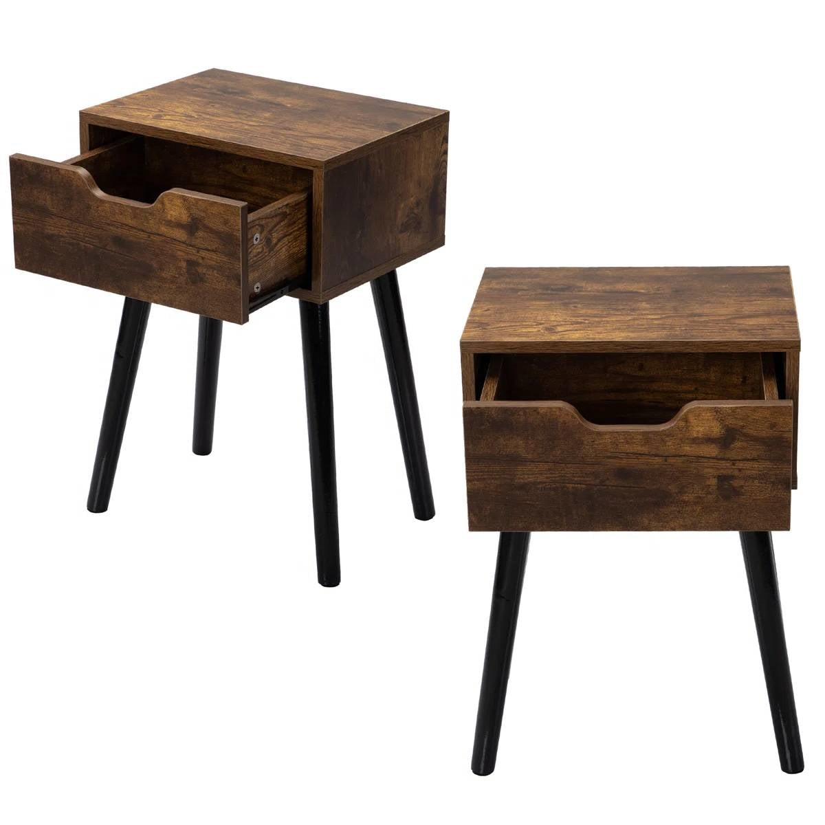 Set of 2 - Modern Mid-Century Farmhouse Bedroom Nightstand End Table LuxuryLifeWay Online Store