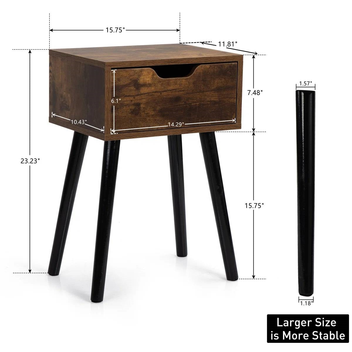 Set of 2 - Modern Mid-Century Farmhouse Bedroom Nightstand End Table LuxuryLifeWay Online Store