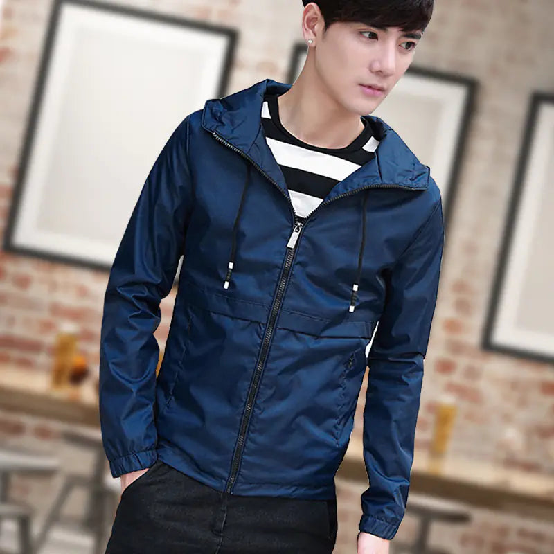 Slim Fit Lightweight Hooded Jacket for Autumn
