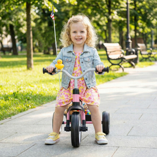 Glowing Wheels Toddler Tricycle  Foldable Kids Trike with Basket and Duck Bell LuxuryLifeWay Online Store