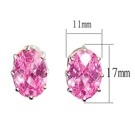 LOAS1369 - Sterling Silver Earrings with AAA Grade CZ in Pink LuxuryLifeWay Online Store