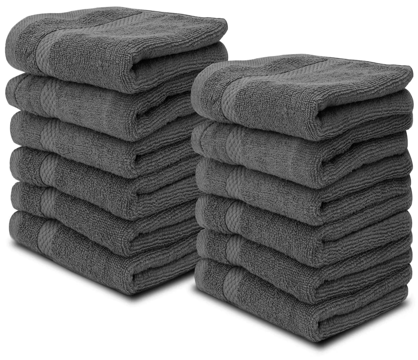 Luxury Washcloths for Bathroom Hotel Spa 12 Set 13x13 Inch Dark Gray Circlet