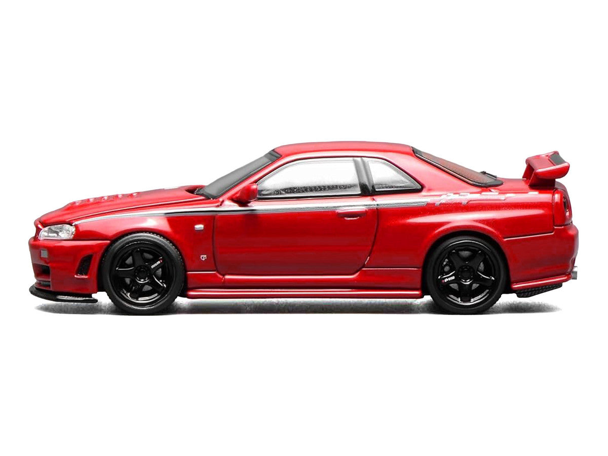 Nissan Skyline GT-R (R34) Nismo RHD (Right Hand Drive) Custom Red with Stripes "Senior 64" Series 1/64 Diecast Model Car by MotorHelix LuxuryLifeWay Online Store