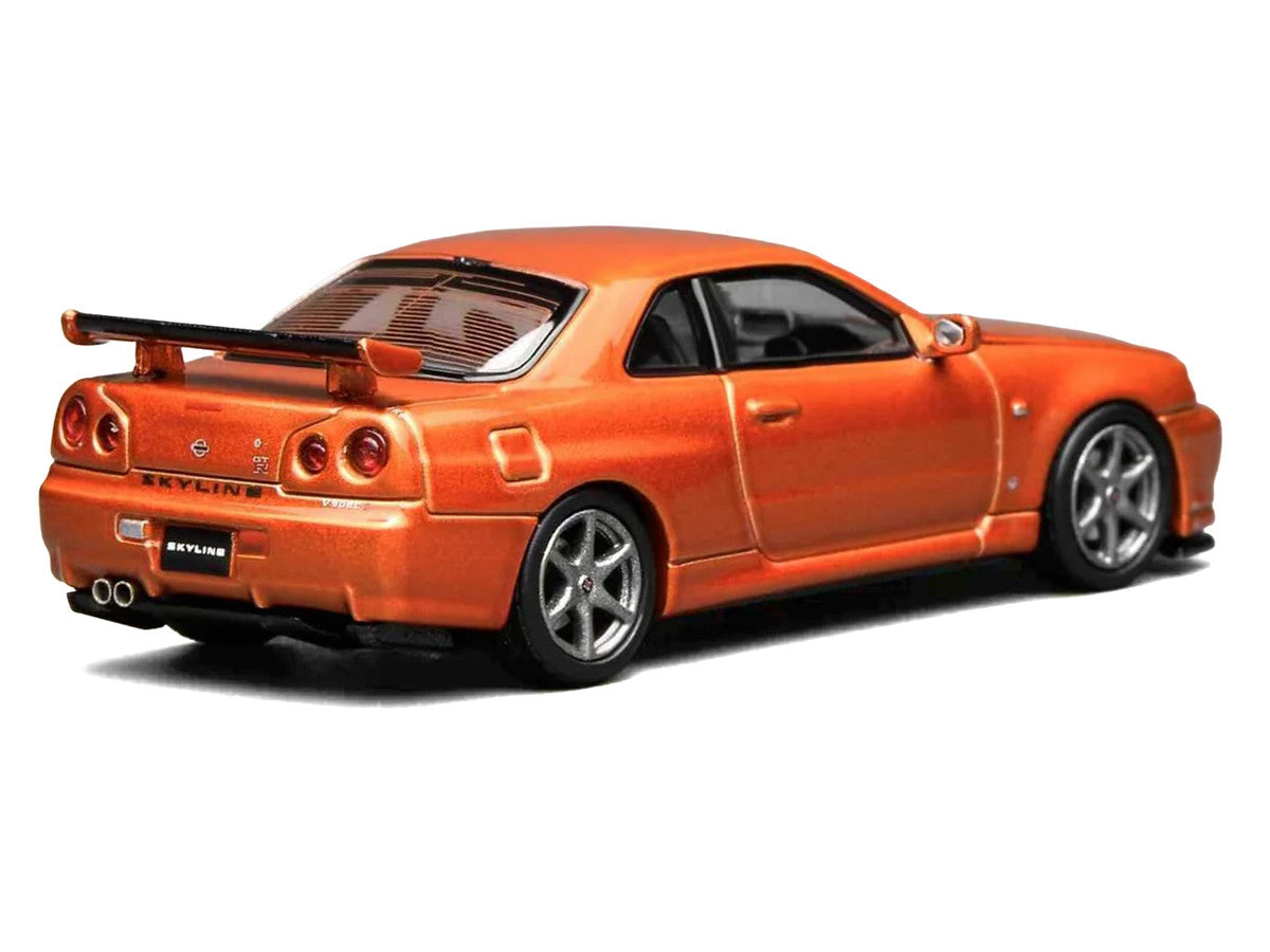 Nissan Skyline GT-R (R34) V-Spec II RHD (Right Hand Drive) Orange Metallic "Senior 64" Series 1/64 Diecast Model Car by MotorHelix LuxuryLifeWay Online Store