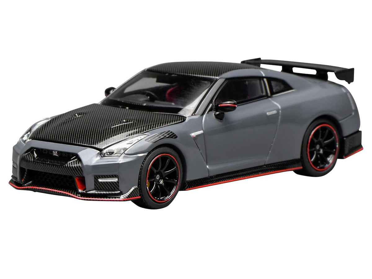 2022 Nissan GT-R Nismo (R35) RHD (Right Hand Drive) Stealth Gray with Carbon Hood and Top "Senior 64" Series 1/64 Diecast Model Car by MotorHelix LuxuryLifeWay Online Store