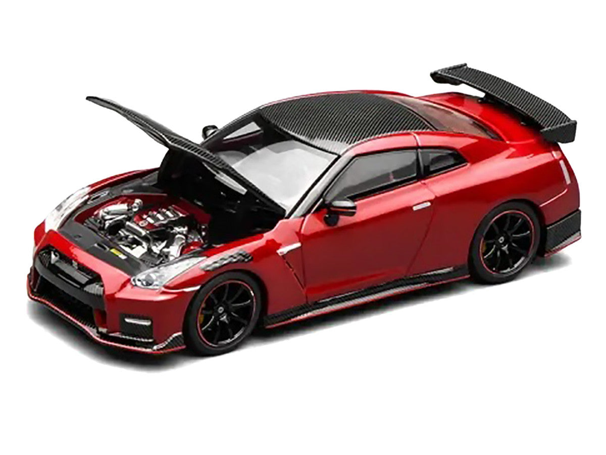 2022 Nissan GT-R Nismo (R35) RHD (Right Hand Drive) Vibrant Red with Carbon Hood and Top "Senior 64" Series 1/64 Diecast Model Car by MotorHelix LuxuryLifeWay Online Store
