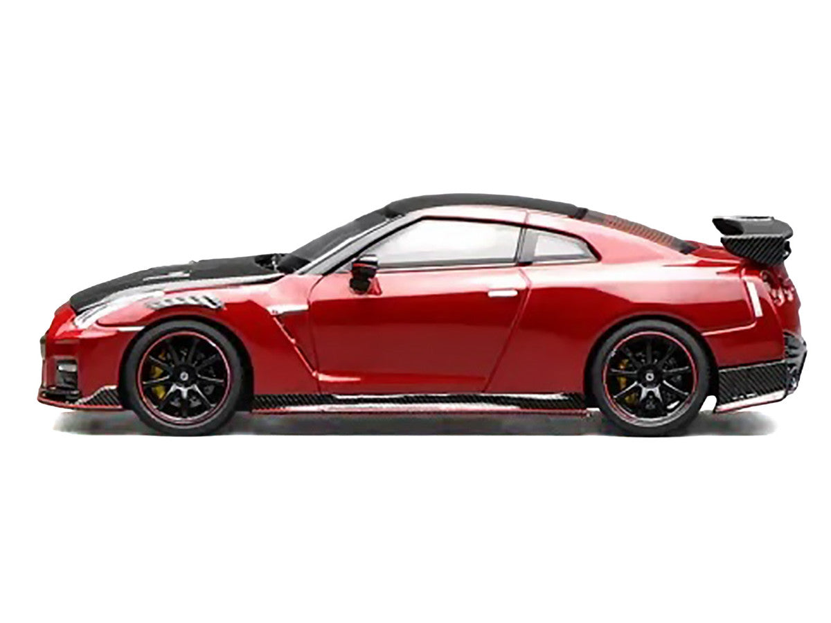 2022 Nissan GT-R Nismo (R35) RHD (Right Hand Drive) Vibrant Red with Carbon Hood and Top "Senior 64" Series 1/64 Diecast Model Car by MotorHelix LuxuryLifeWay Online Store