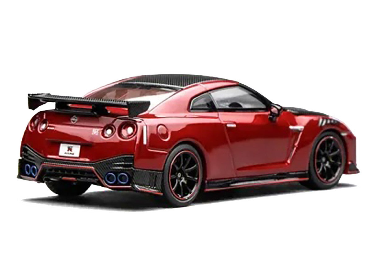 2022 Nissan GT-R Nismo (R35) RHD (Right Hand Drive) Vibrant Red with Carbon Hood and Top "Senior 64" Series 1/64 Diecast Model Car by MotorHelix LuxuryLifeWay Online Store