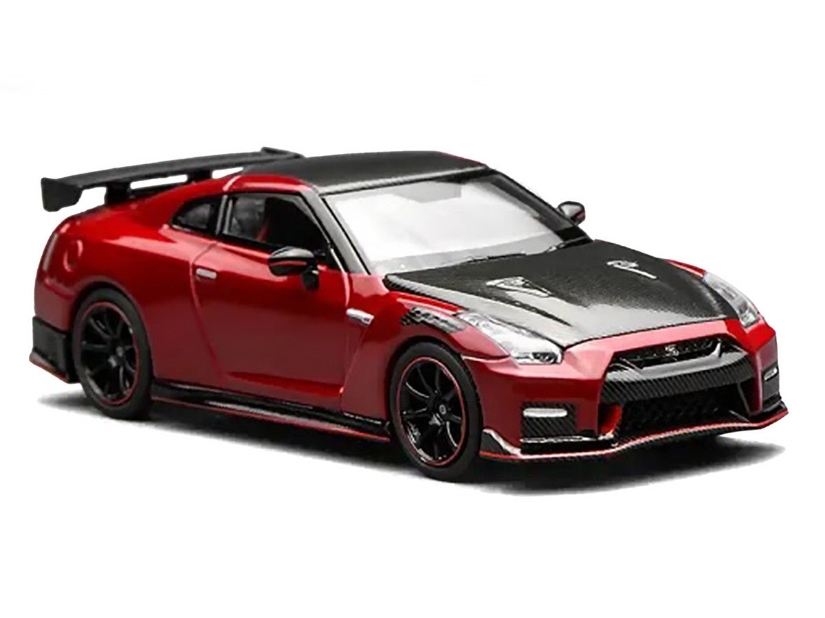 2022 Nissan GT-R Nismo (R35) RHD (Right Hand Drive) Vibrant Red with Carbon Hood and Top "Senior 64" Series 1/64 Diecast Model Car by MotorHelix LuxuryLifeWay Online Store