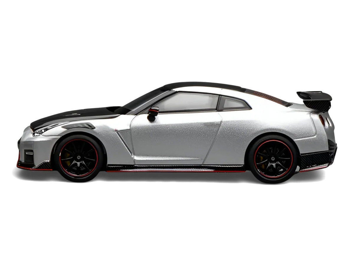 2022 Nissan GT-R Nismo (R35) RHD (Right Hand Drive) Ultimate Metal Silver Metallic with Carbon Hood and Top "Senior 64" Series 1/64 Diecast Model Car by MotorHelix LuxuryLifeWay Online Store