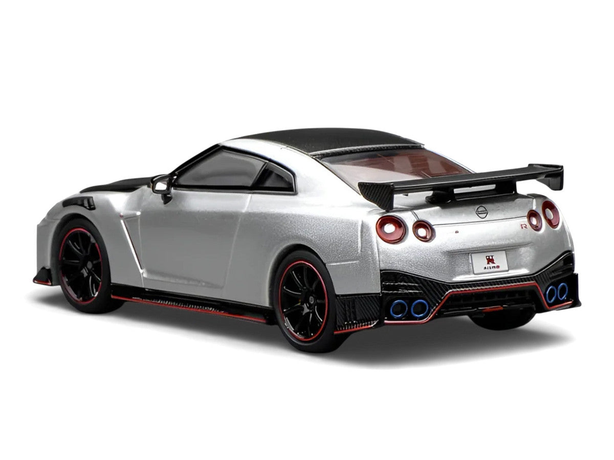 2022 Nissan GT-R Nismo (R35) RHD (Right Hand Drive) Ultimate Metal Silver Metallic with Carbon Hood and Top "Senior 64" Series 1/64 Diecast Model Car by MotorHelix LuxuryLifeWay Online Store