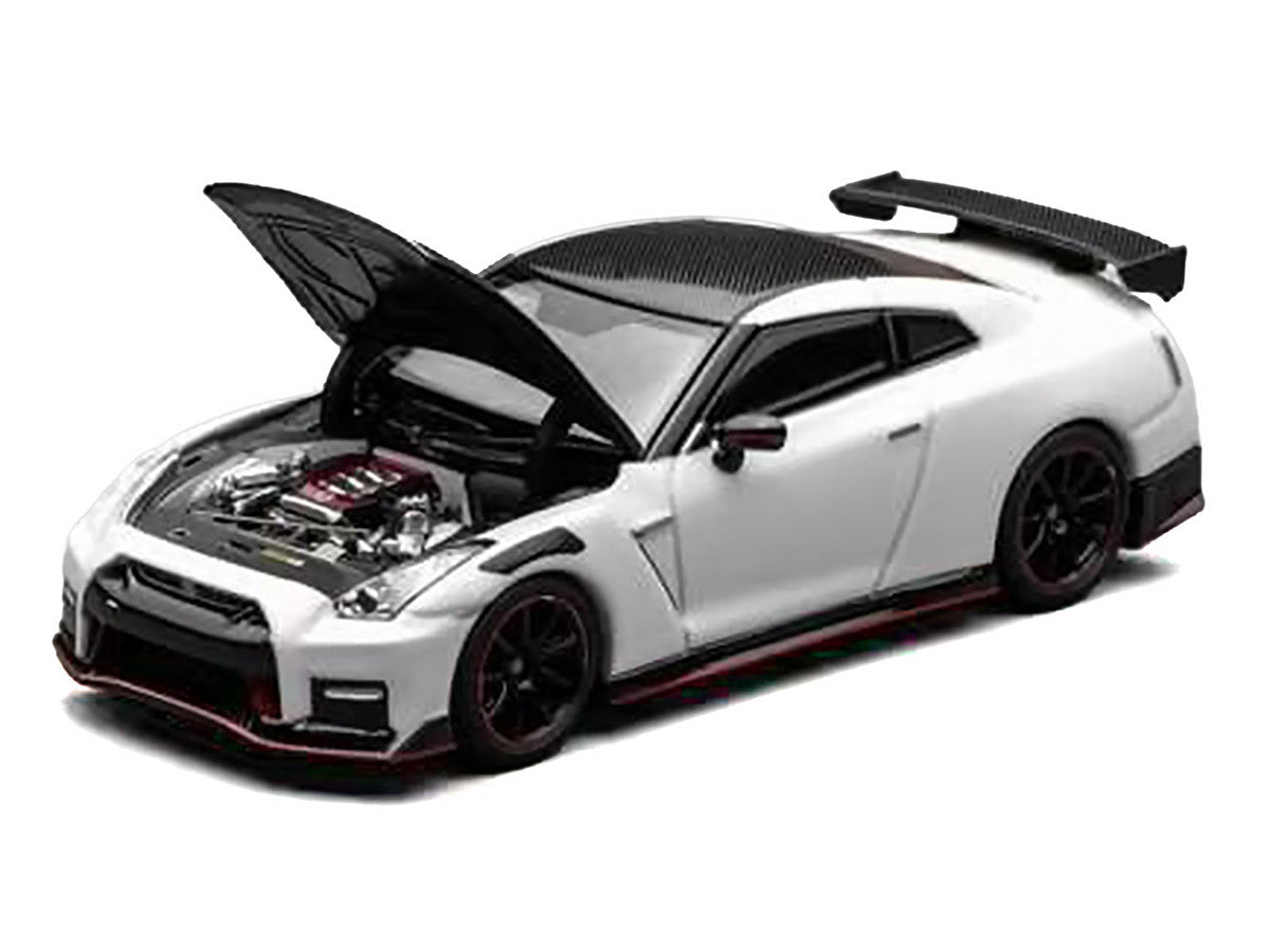 2022 Nissan GT-R Nismo (R35) RHD (Right Hand Drive) Brilliant White Pearl with Carbon Hood and Top "Senior 64" Series 1/64 Diecast Model Car by MotorHelix LuxuryLifeWay Online Store