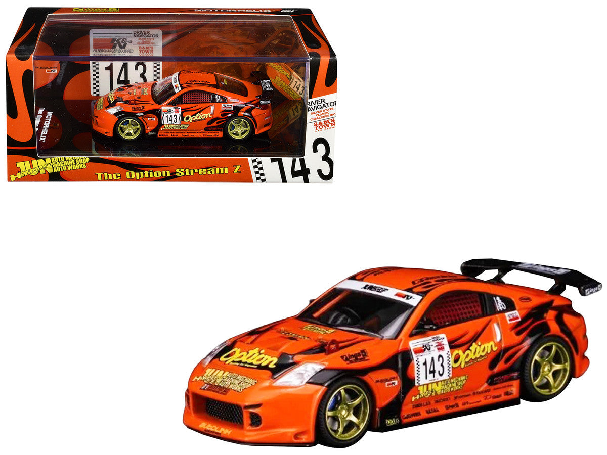 Nissan Fairlady Z RHD (Right Hand Drive) #143 "Option Stream Z" Orange with Graphics 1/64 Diecast Model Car by MotorHelix LuxuryLifeWay Online Store