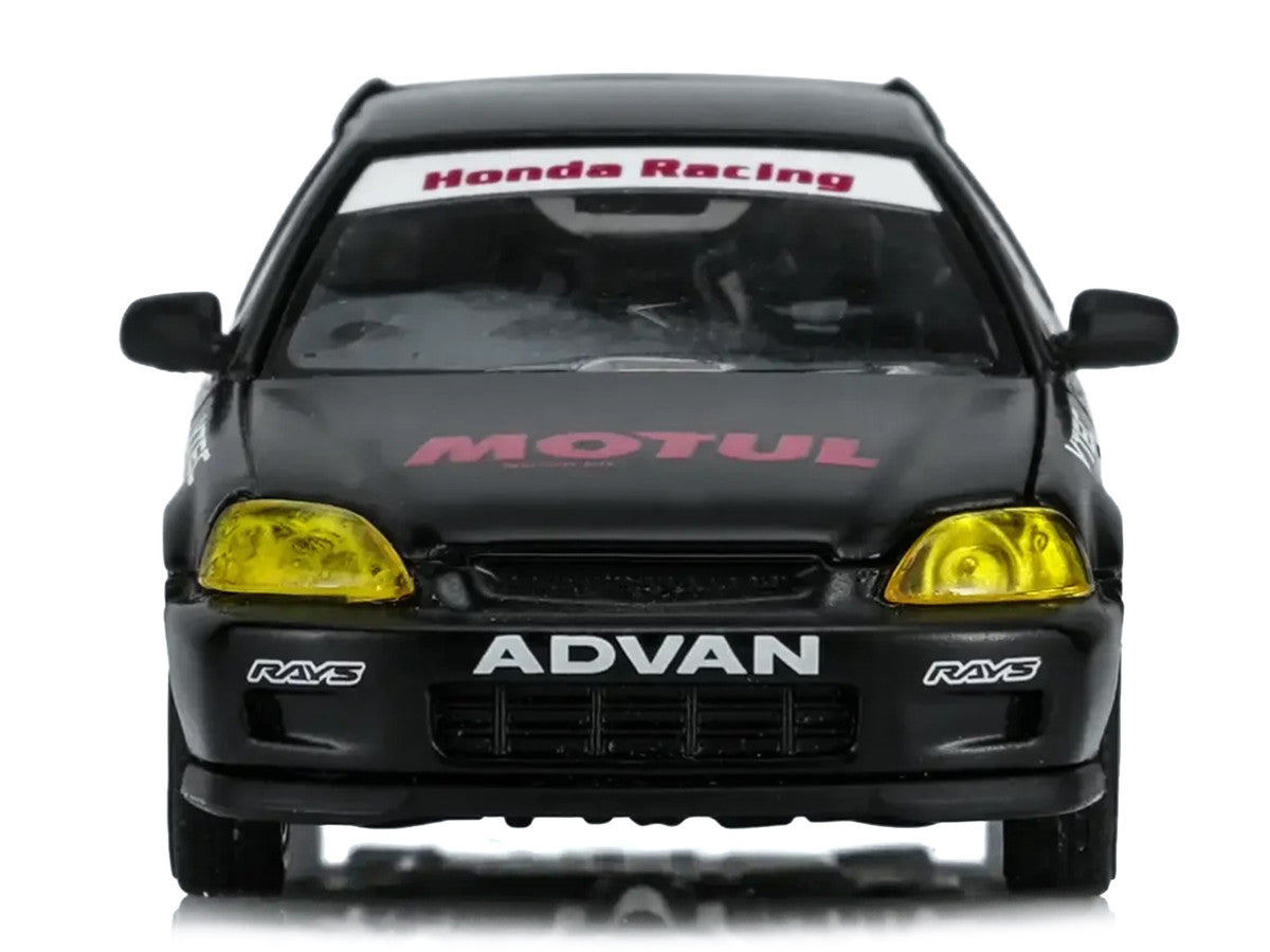 Honda Civic Type R (EK9) RHD (Right Hand Drive) "No Good Racing - Motul" Matt Black 1/64 Diecast Model Car by MotorHelix LuxuryLifeWay Online Store
