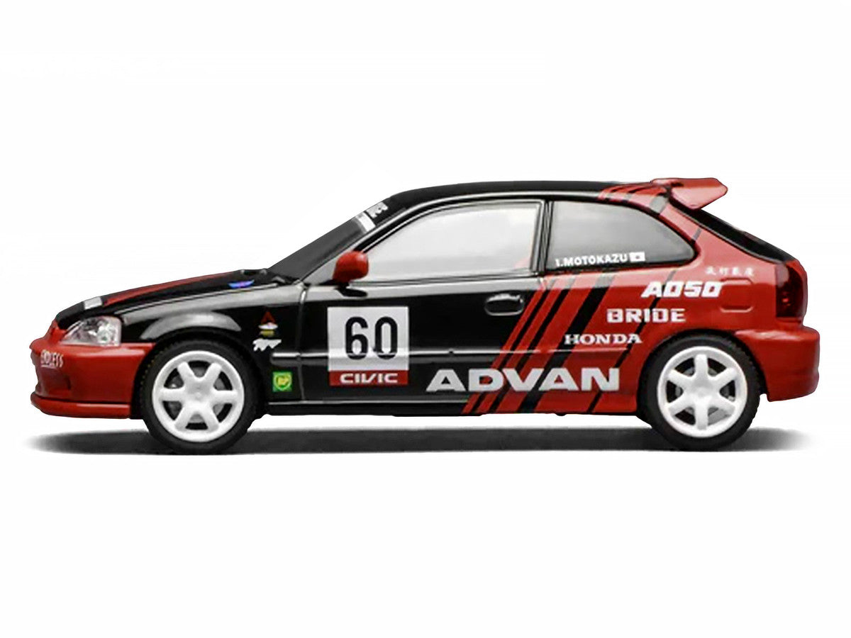 Honda Civic Type R (EK9) RHD (Right Hand Drive) #60 "Advan" Black and Red 1/64 Diecast Model Car by MotorHelix LuxuryLifeWay Online Store