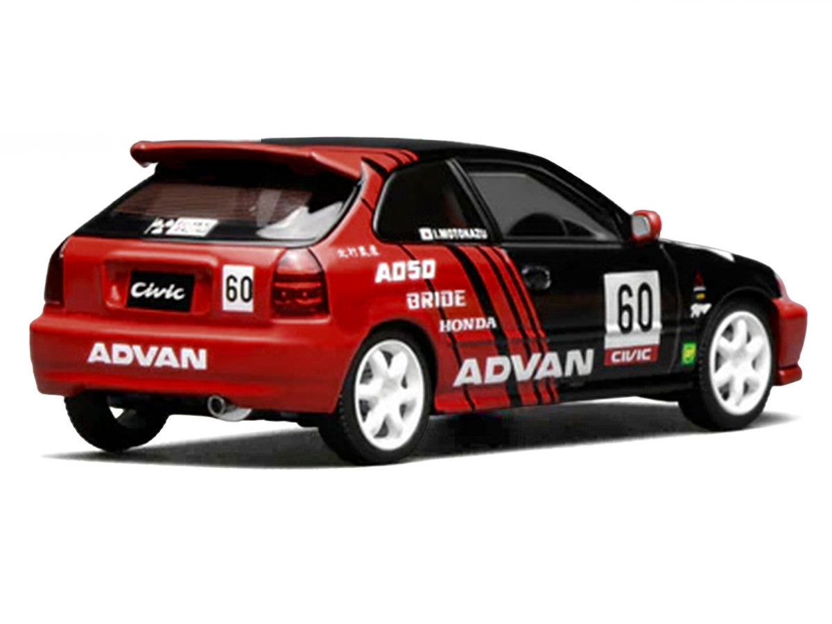 Honda Civic Type R (EK9) RHD (Right Hand Drive) #60 "Advan" Black and Red 1/64 Diecast Model Car by MotorHelix LuxuryLifeWay Online Store