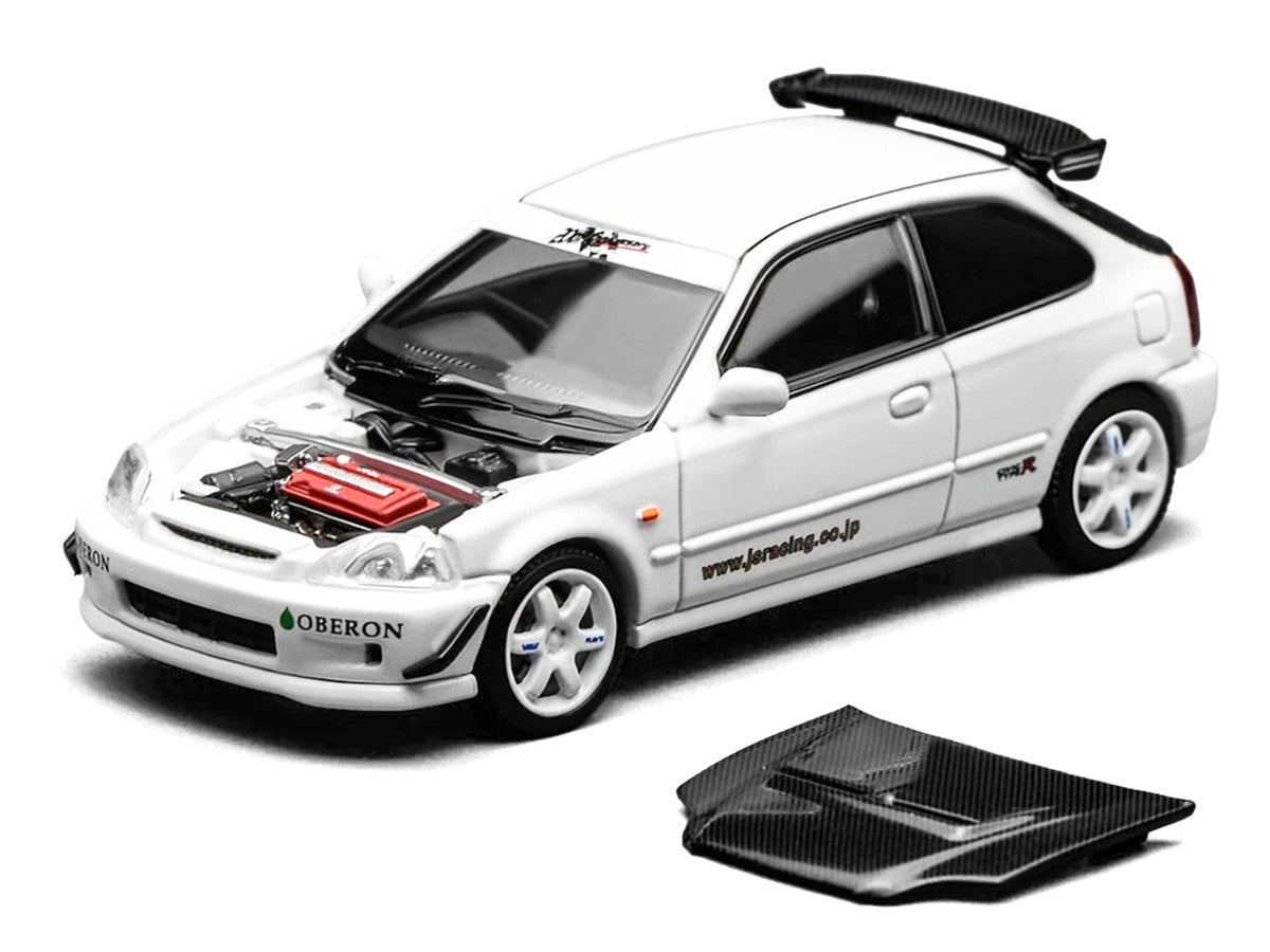 Honda Civic Type R (EK9) RHD (Right Hand Drive) "J's Racing" White 1/64 Diecast Model Car by MotorHelix LuxuryLifeWay Online Store