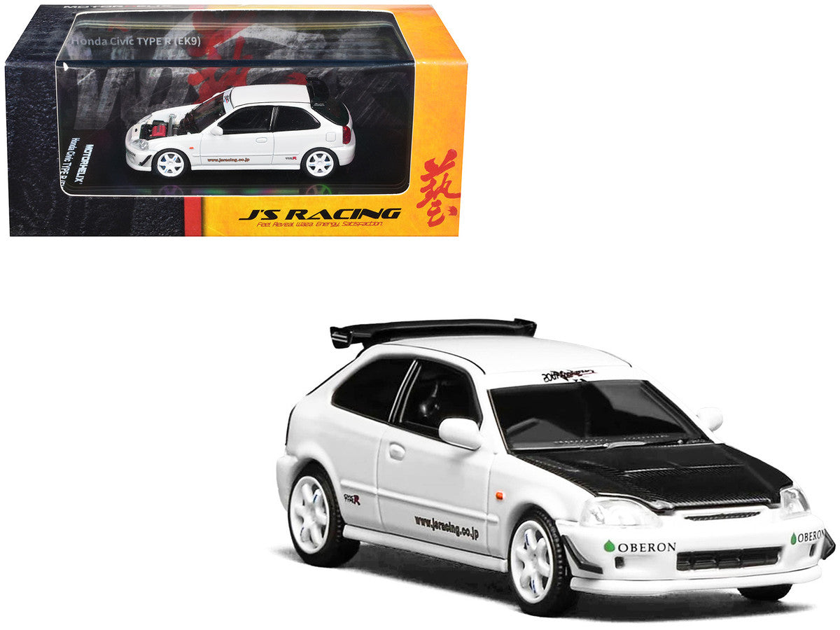 Honda Civic Type R (EK9) RHD (Right Hand Drive) "J's Racing" White 1/64 Diecast Model Car by MotorHelix LuxuryLifeWay Online Store