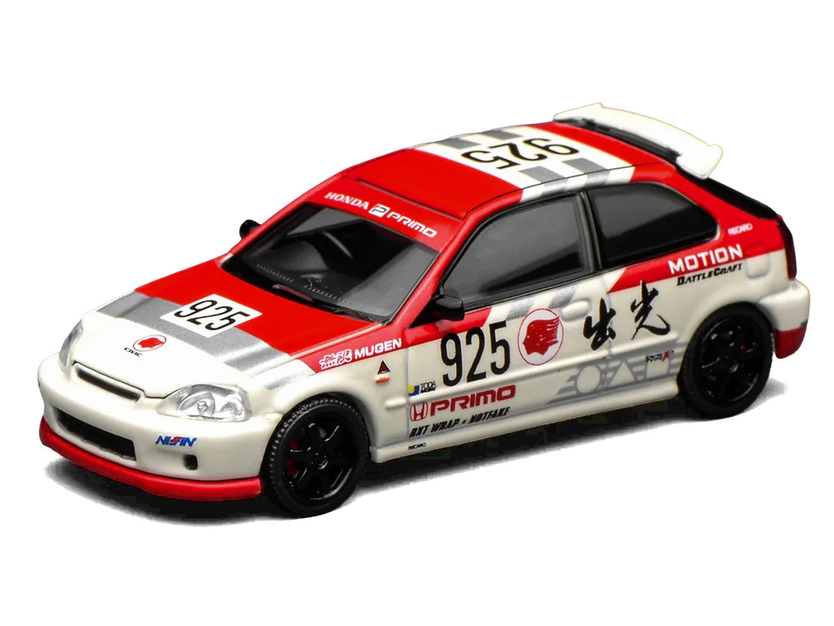 Honda Civic Type R (EK9) RHD (Right Hand Drive) #925 "Idemitsu Motion" White and Red 1/64 Diecast Model Car by MotorHelix LuxuryLifeWay Online Store