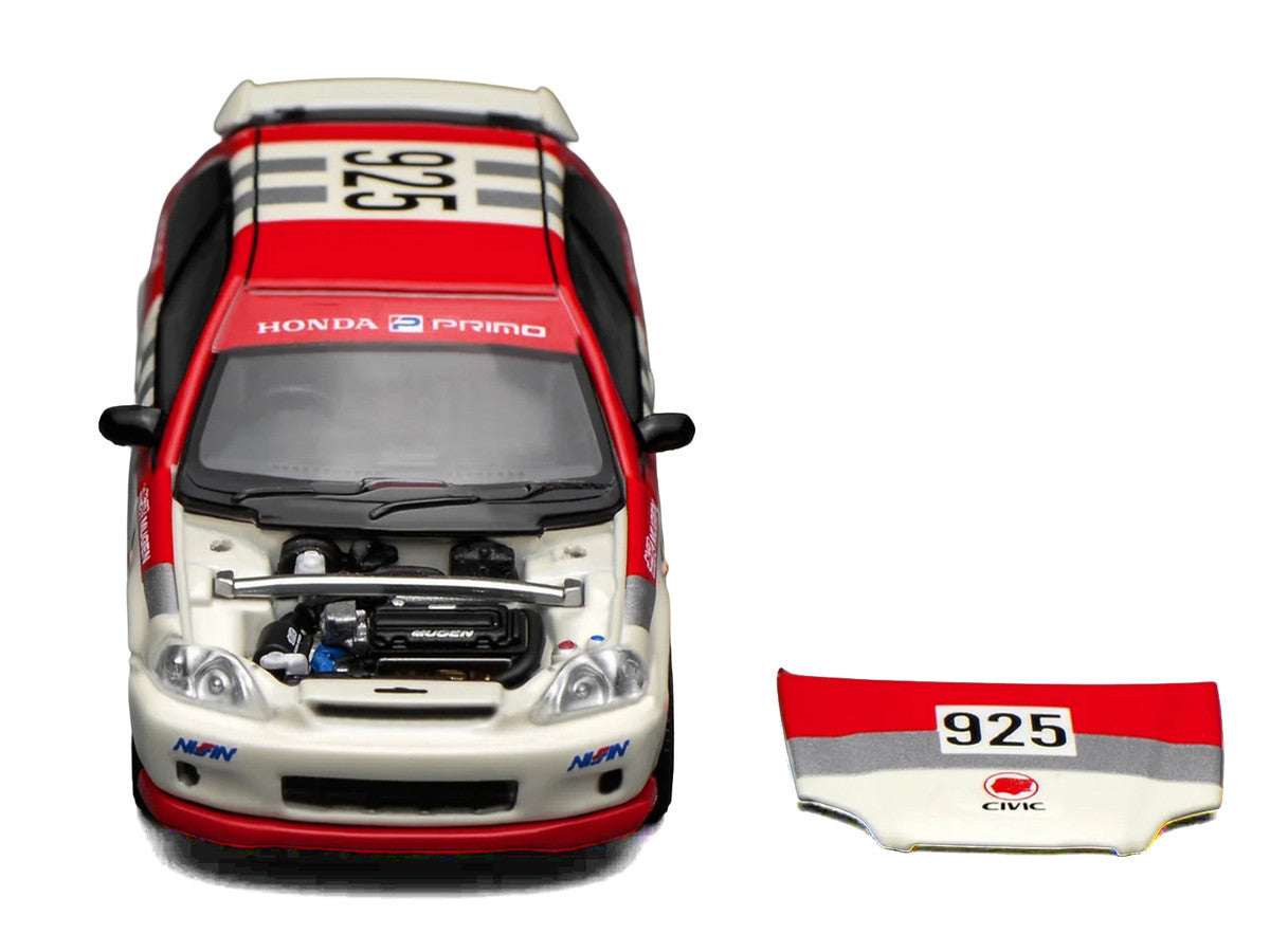Honda Civic Type R (EK9) RHD (Right Hand Drive) #925 "Idemitsu Motion" White and Red 1/64 Diecast Model Car by MotorHelix LuxuryLifeWay Online Store