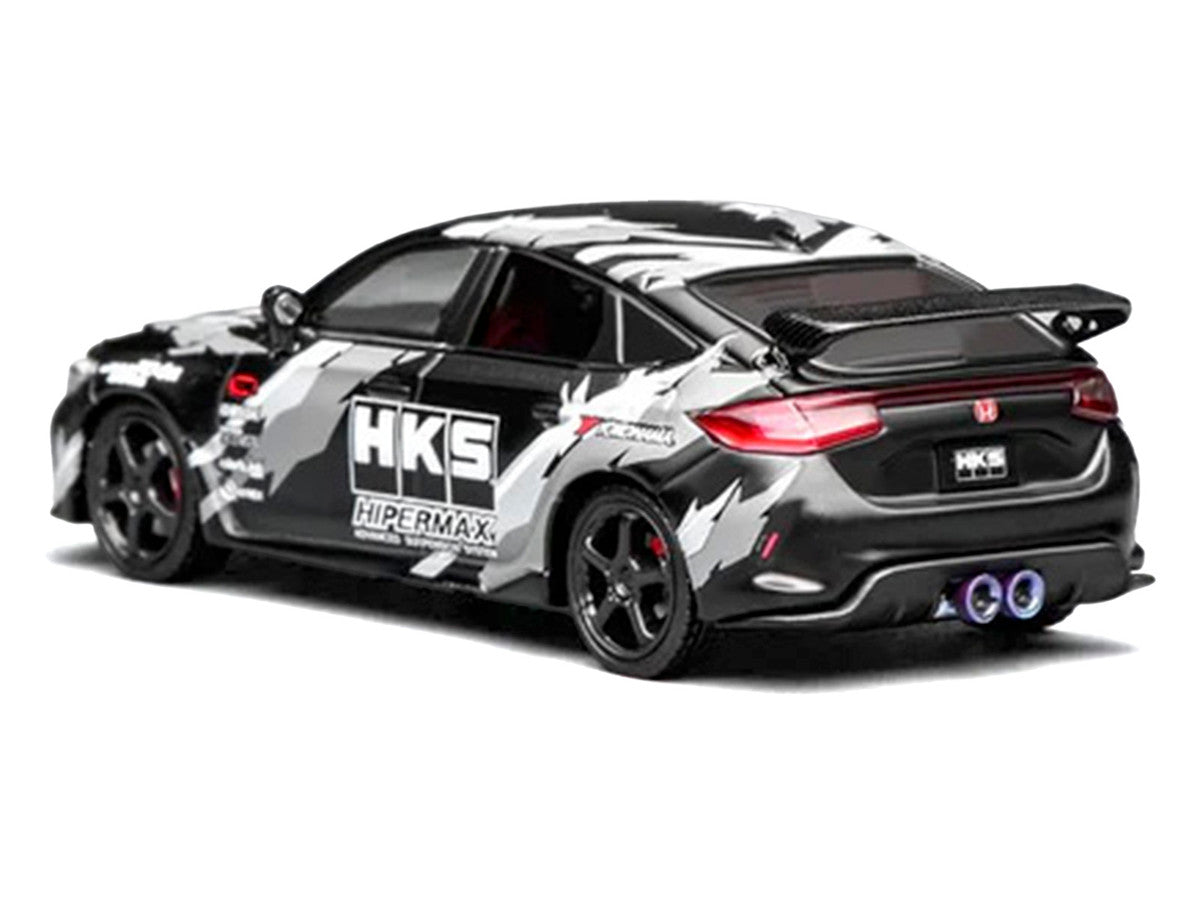 Honda Civic Type R (FL5) RHD (Right Hand Drive) "HKS" Matt Black with Graphics 1/64 Diecast Model Car by MotorHelix LuxuryLifeWay Online Store