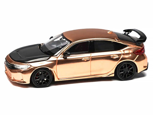 Honda Civic Type R (FL5) RHD (Right Hand Drive) Electroplating Copper Metallic with Carbon Hood "Hong Kong Toycar Salon 2025" "Senior 64" Series Limited Edition to 599 pieces Worldwide 1/64 Diecast Model Car by MotorHelix LuxuryLifeWay Online Store