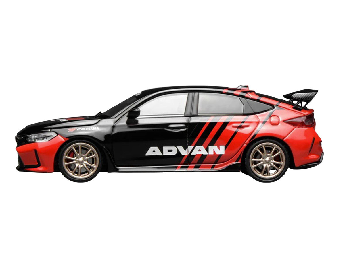 Honda Civic Type R (FL5) RHD (Right Hand Drive) "ADVAN" Black and Red 1/64 Diecast Model Car by MotorHelix LuxuryLifeWay Online Store