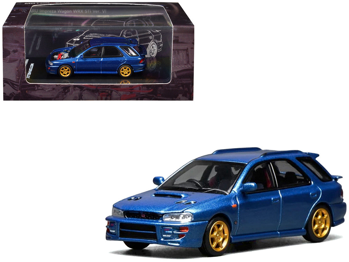 Subaru Impreza WRX STi Wagon Version VI RHD (Right Hand Drive) Blue Metallic 1/64 Diecast Model Car by MotorHelix LuxuryLifeWay Online Store