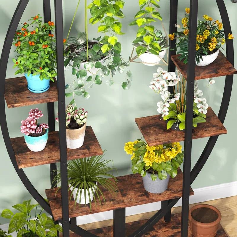 Set of 2 - Symmetrical Modern Metal Wood 10-Shelf Plant Stand LuxuryLifeWay Online Store