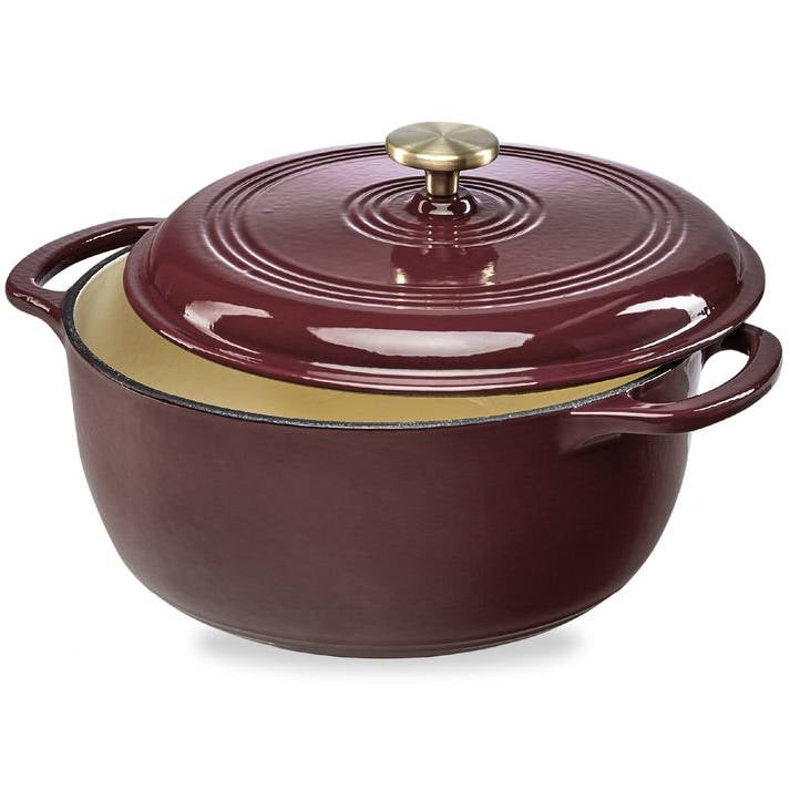 6 Quart Large Maroon Cabernet Red Enamel Cast-Iron Dutch Oven Kitchen Cookware LuxuryLifeWay Online Store