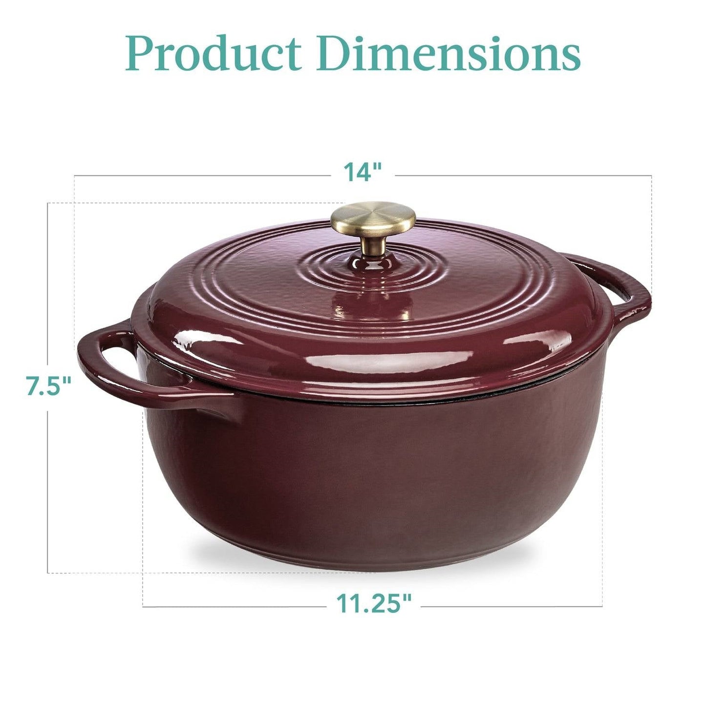 6 Quart Large Maroon Cabernet Red Enamel Cast-Iron Dutch Oven Kitchen Cookware LuxuryLifeWay Online Store
