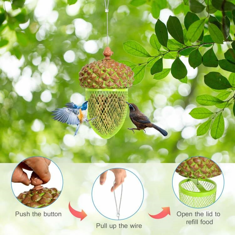 Outdoor Metal Mesh Bird Feeder with Metal Acorn Roof LuxuryLifeWay Online Store