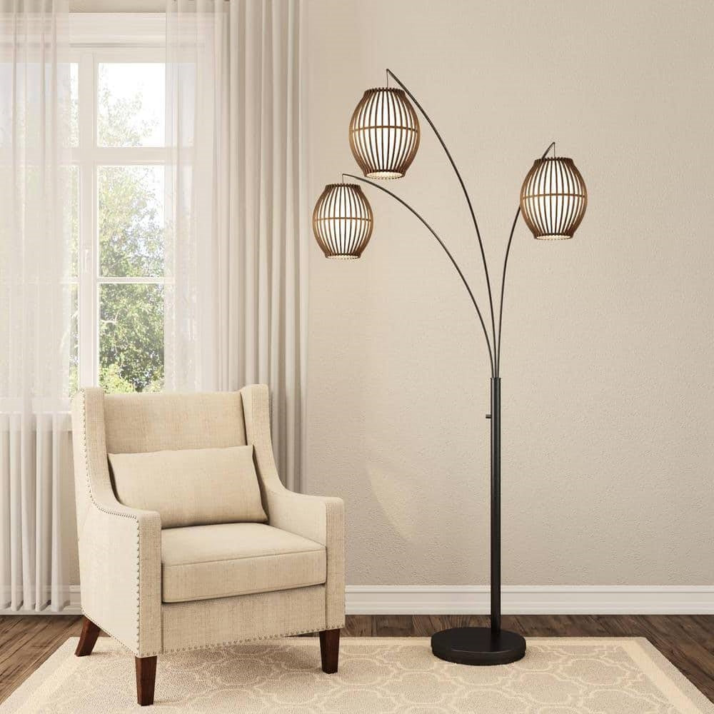 Modern Mid-Century Bohemian 82-inch Arch Floor Lamp with 3 Barrel Lights LuxuryLifeWay Online Store