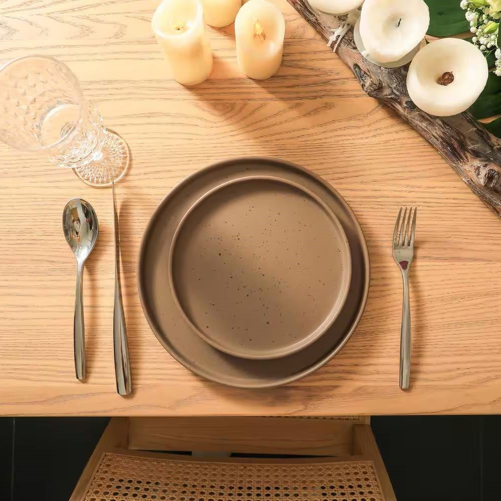 16-Piece Stoneware Dinnerware Set in Matte Brown - Service for 4 LuxuryLifeWay Online Store