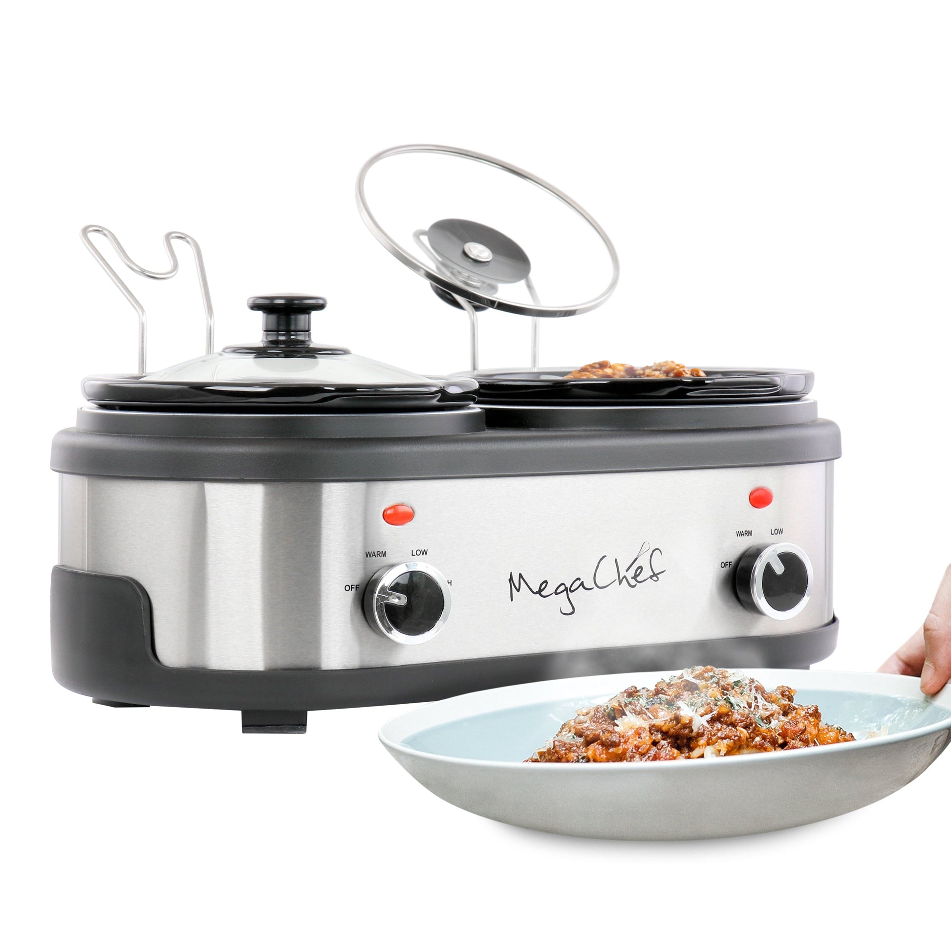 MegaChef Dual 1.5 Quart Crock Buffet Slow Cooker LuxuryLifeWay Online Store