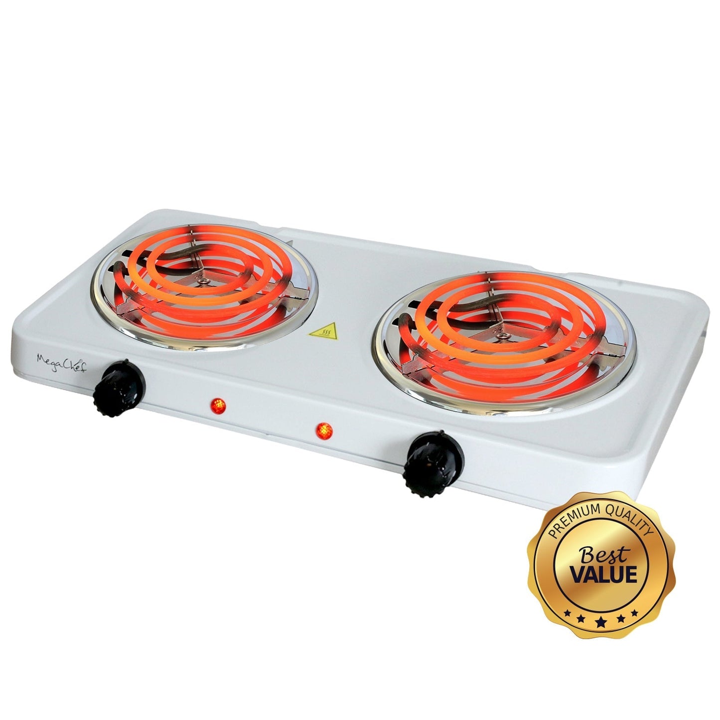 MegaChef Electric Easily Portable Ultra Lightweight Dual Coil Burner Cooktop Buffet Range in White LuxuryLifeWay Online Store