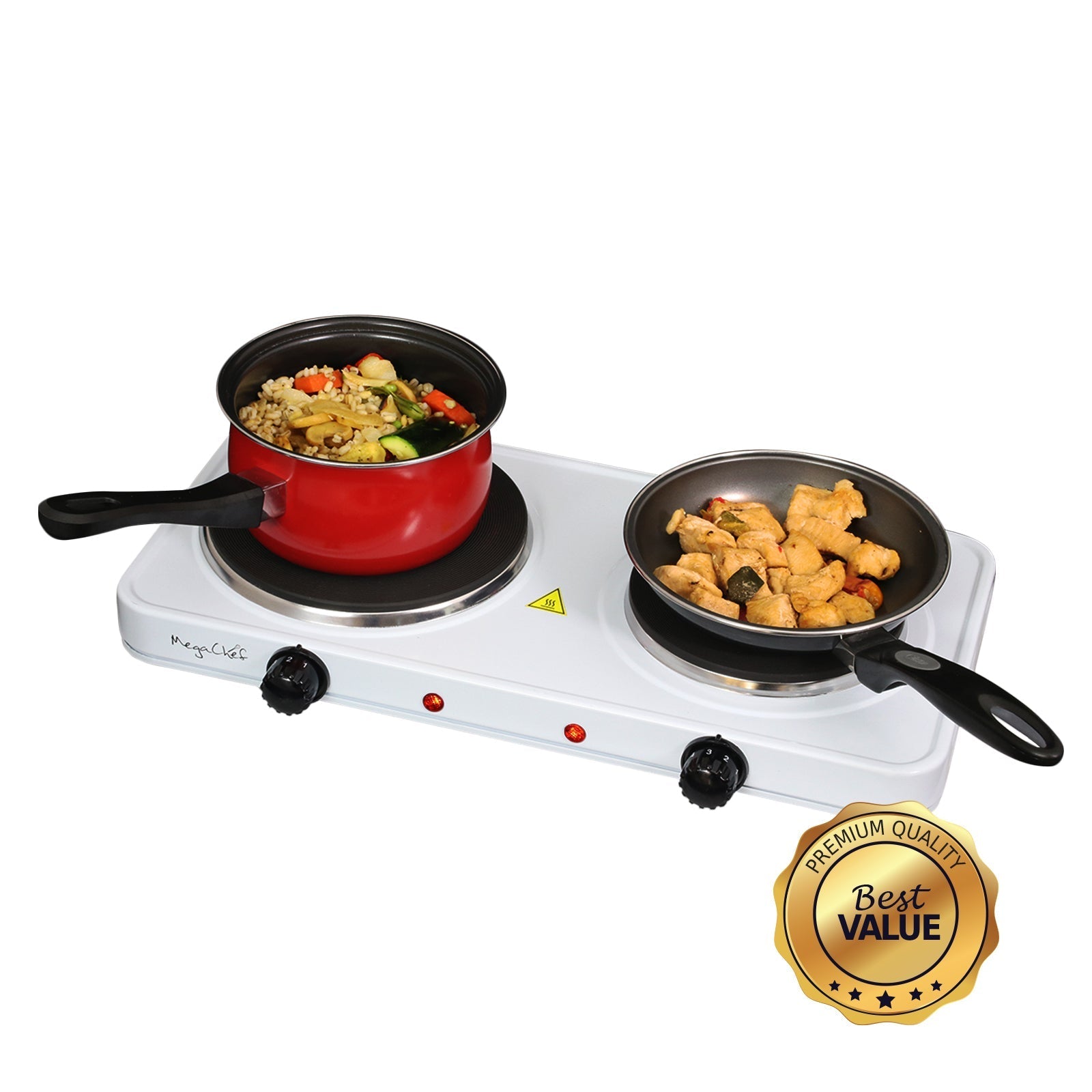 MegaChef Electric Easily Portable Ultra Lightweight Dual Burner Cooktop Buffet Range in Sleek White LuxuryLifeWay Online Store