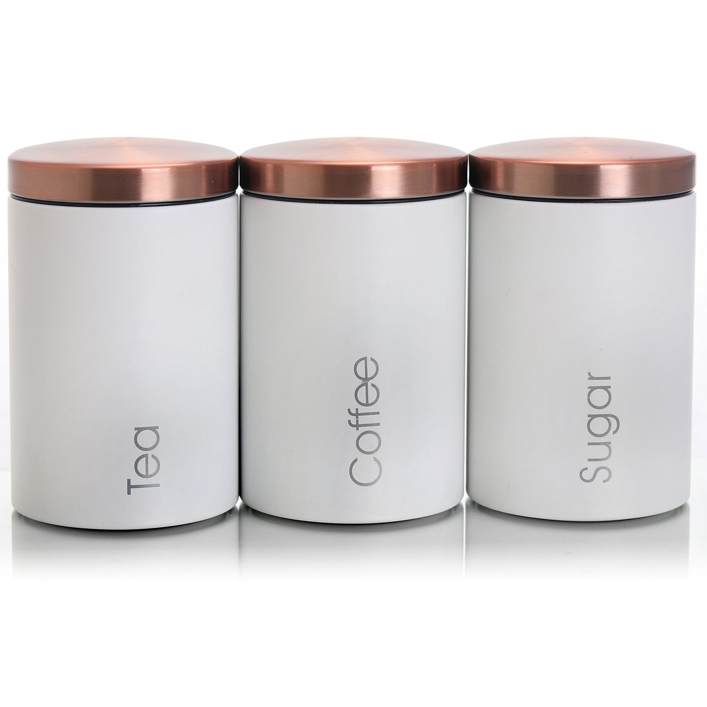 MegaChef Essential Kitchen Storage 3 Piece Sugar, Coffee and Tea Canister Set in Matte White LuxuryLifeWay Online Store