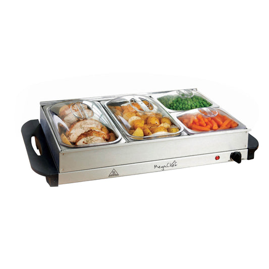 MegaChef Buffet Server & Food Warmer With 4 Removable Sectional Trays , Heated Warming Tray and Removable Tray Frame LuxuryLifeWay Online Store