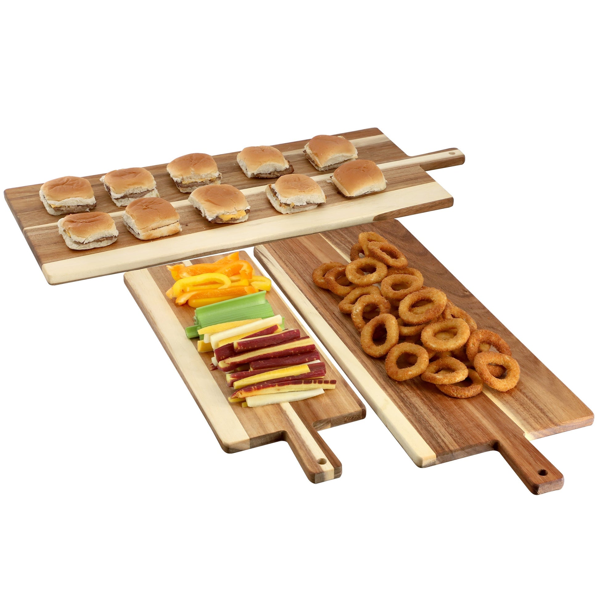 MegaChef 3 Piece Acacia Wood Charcuterie Cheese Board Set with Handles LuxuryLifeWay Online Store
