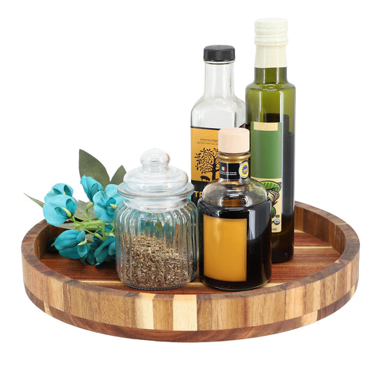 MegaChef 13 Inch Acacia Wood Lazy Susan Tray LuxuryLifeWay Online Store