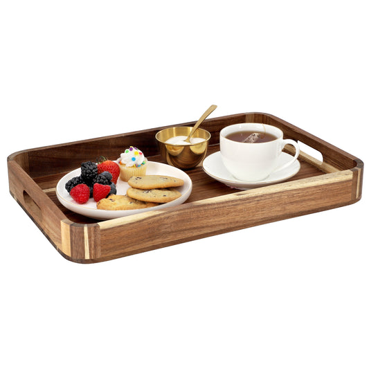 MegaChef Acacia Wood 17.75 x 12 Inch Rectangle Serving Tray LuxuryLifeWay Online Store