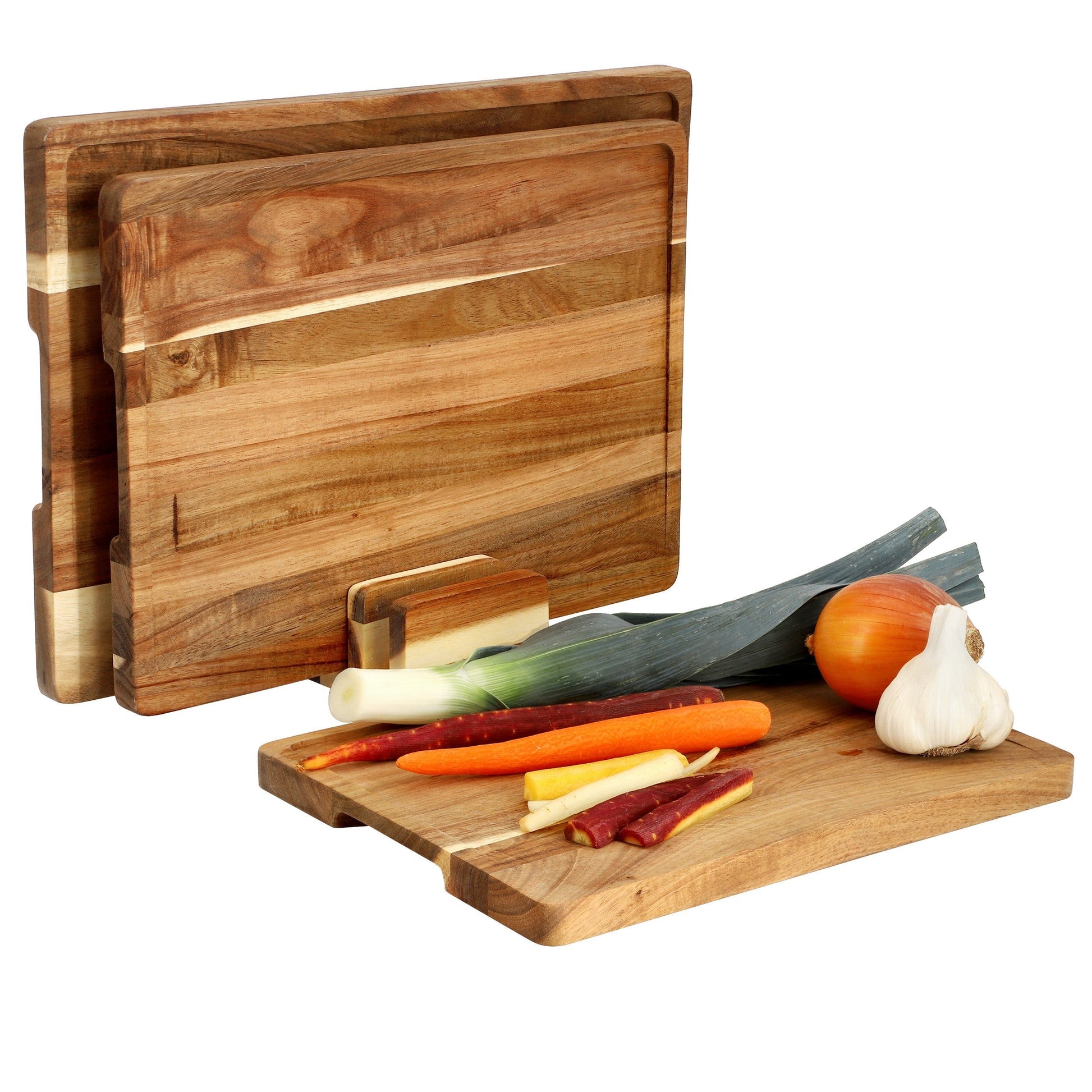 MegaChef 3 Piece Acacia Wood Cutting Board Set with Base LuxuryLifeWay Online Store
