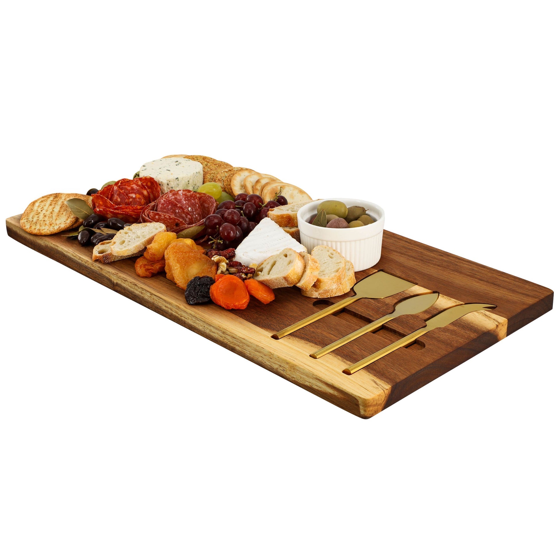 MegaChef 21 x 11 Inch Acacia Wood Cheese Board with 3 Piece Knife  Set LuxuryLifeWay Online Store
